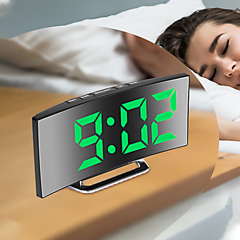 LED Digital Alarm Clock Curved - Electronics Gadgets For Home 评论和价格